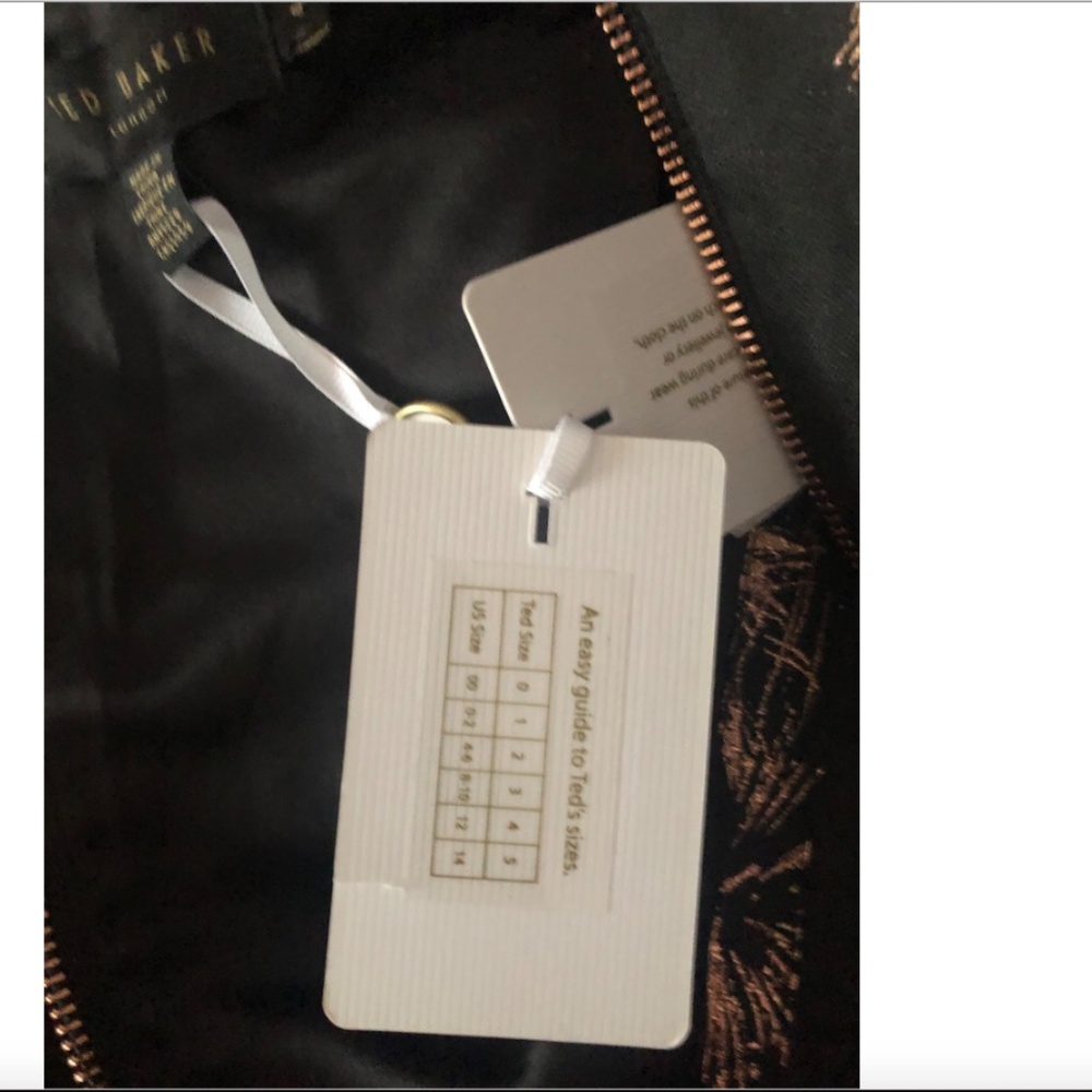 Ted Baker black/rose gold with Tag Tzalla Metallic Jacquard Cocktail Dress - Picture 7 of 16
